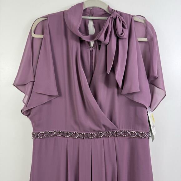 Ignite Evenings New York New Maxi Dress Size 14 Purple Embellished Waist - Picture 2 of 14